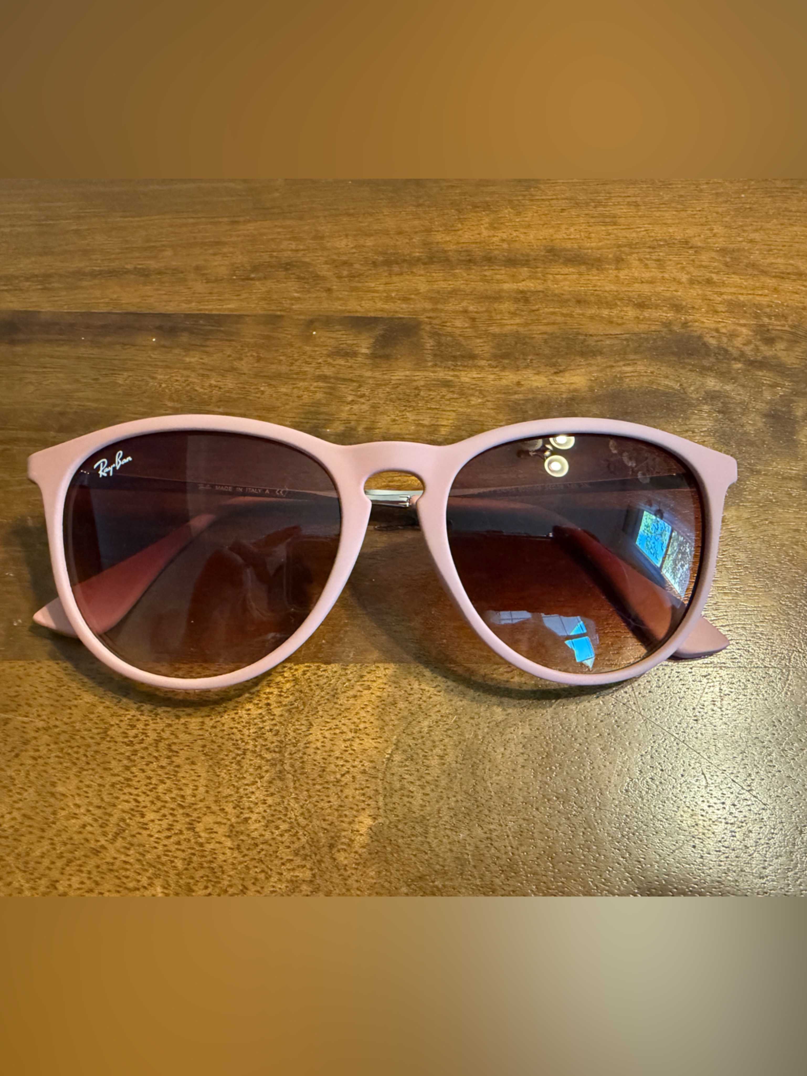 Ray-Ban Blush Pink “Erika” Sunglasses With Brown Lenses